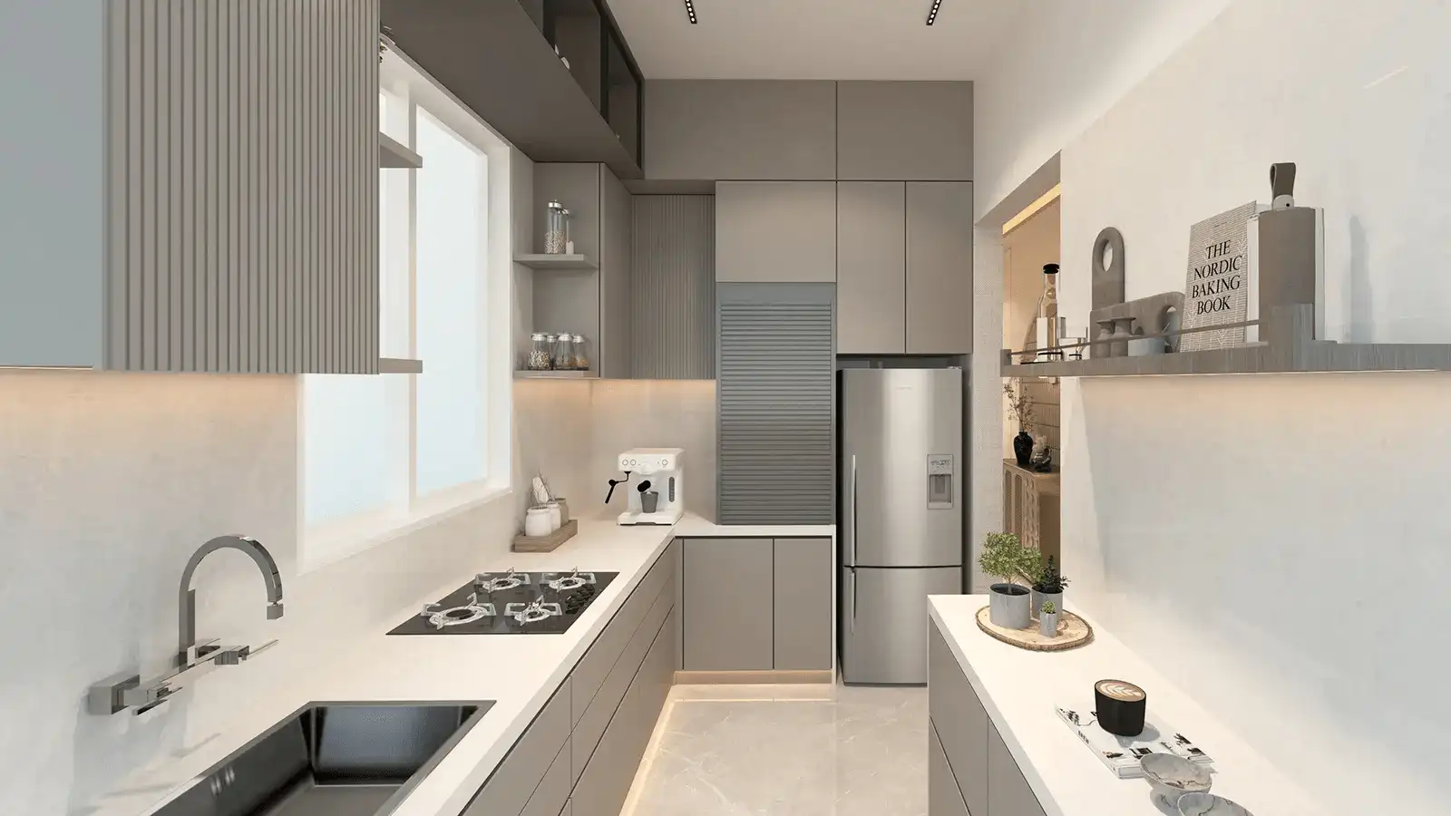 Modern and functional kitchen design at Runwal Garden Heights with premium fittings