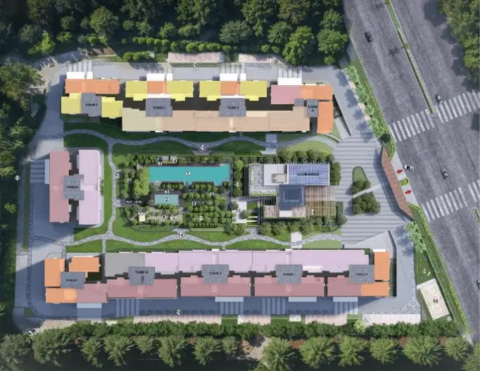 Master plan layout of Runwal Garden Heights showing single tower with A and B wings